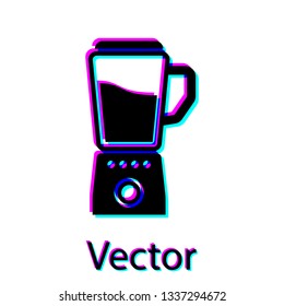 Black Blender icon isolated on white background. Kitchen electric stationary blender with bowl. Cooking smoothies, cocktail or juice. Vector Illustration