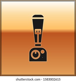 Black Blender icon isolated on gold background. Kitchen electric stationary blender with bowl. Cooking smoothies, cocktail or juice.  Vector Illustration