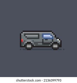 Black Blind Van Car In Pixel Style