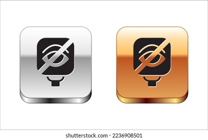 Black Blindness icon isolated on white background. Blind sign. Silver and gold square buttons. Vector