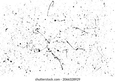 Black blobs isolated on white. Ink splash. Brushes droplets. Grainy texture background. Digitally generated image. Vector illustration, EPS 10.