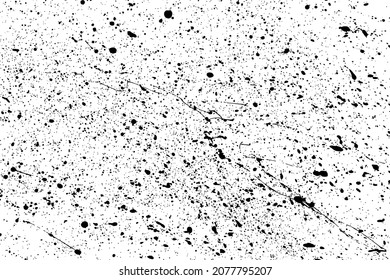 Black blobs isolated on white. Ink splash. Brushes droplets. Grainy texture background. Digitally generated image. Vector illustration, EPS 10.