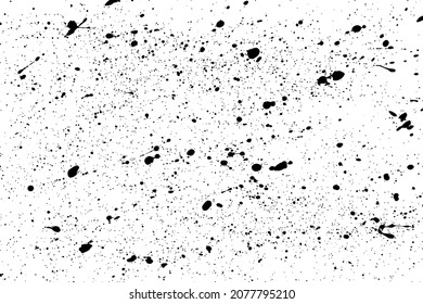 Black blobs isolated on white. Ink splash. Brushes droplets. Grainy texture background. Digitally generated image. Vector illustration, EPS 10.