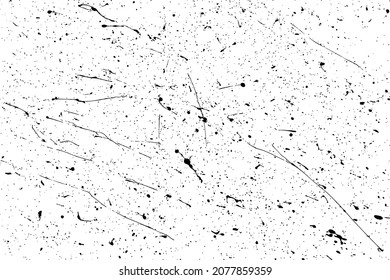 Black blobs isolated on white. Ink splash. Brushes droplets. Grainy texture background. Digitally generated image. Vector illustration, EPS 10.