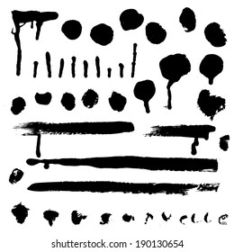 Black Blobs Set, Vector Illustration