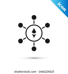 Black Blockchain technology Ethereum ETH icon isolated on white background. Abstract geometric block chain network technology business.  Vector Illustration
