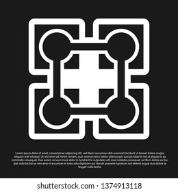 Black Blockchain technology icon isolated on black background. Cryptocurrency data sign. Abstract geometric block chain network technology business. Vector Illustration