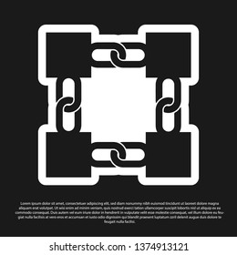 Black Blockchain technology icon isolated on black background. Cryptocurrency data sign. Abstract geometric block chain network technology business. Vector Illustration
