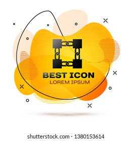 Black Blockchain technology icon isolated on white background. Cryptocurrency data sign. Abstract geometric block chain network technology business. Fluid color banner. Vector Illustration