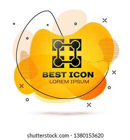 Black Blockchain technology icon isolated on white background. Cryptocurrency data sign. Abstract geometric block chain network technology business. Fluid color banner. Vector Illustration