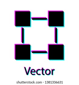 Black Blockchain technology icon isolated on white background. Cryptocurrency data sign. Abstract geometric block chain network technology business. Vector Illustration