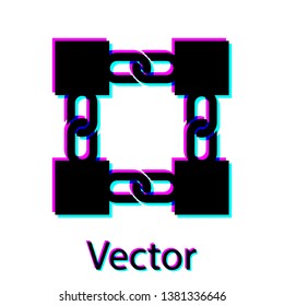 Black Blockchain technology icon isolated on white background. Cryptocurrency data sign. Abstract geometric block chain network technology business. Vector Illustration