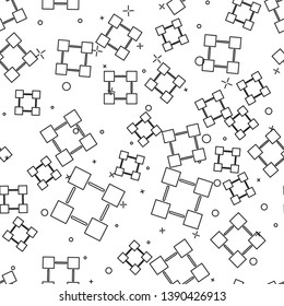 Black Blockchain technology icon isolated seamless pattern on white background. Cryptocurrency data sign. Abstract geometric block chain network technology business. Vector Illustration