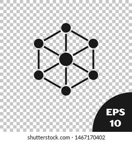 Black Blockchain technology icon isolated on transparent background. Cryptocurrency data. Abstract geometric block chain network technology business.  Vector Illustration