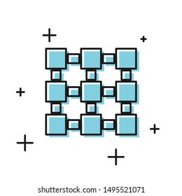 Black Blockchain technology icon isolated on white background. Cryptocurrency data. Abstract geometric block chain network technology business.  Vector Illustration