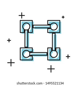 Black Blockchain technology icon isolated on white background. Cryptocurrency data. Abstract geometric block chain network technology business.  Vector Illustration