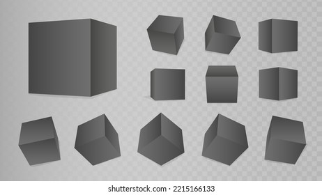 Black blocks. 3d modeling black cubes vector illustration