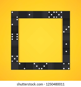 Marco de bloques negros sobre el vector de fondo amarillo en blanco