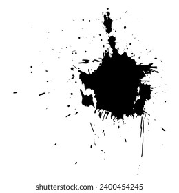 Black blot, decorative spot, splashes, smudges. Abstract decorative, vector elements.