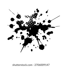 Schwarzer Fleck einzeln auf weißem Hintergrund. Handgezeichnet. Nicht AI, Vektorgrafik.