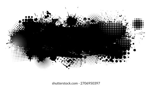 Schwarzer Fleck einzeln auf weißem Hintergrund. Handgezeichnet. Nicht AI, Vektorgrafik