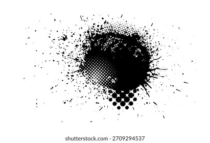 Schwarzer Fleck einzeln auf weißem Hintergrund. Handgezeichnet. Nicht AI, Vektorgrafik