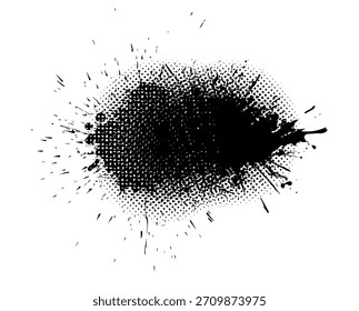 Schwarzer Fleck einzeln auf weißem Hintergrund. Handgezeichnet. Nicht AI, Vektorgrafik