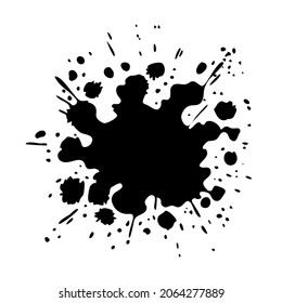 Black blot on a white background. Spilled ink liquid. Vector isolated illustration