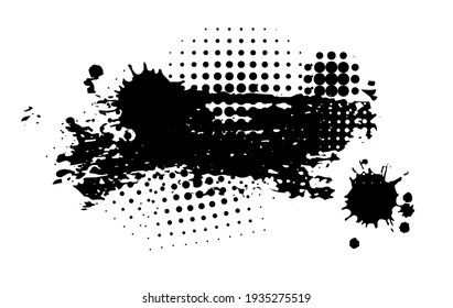 Black blot with splashes. Vector illustration