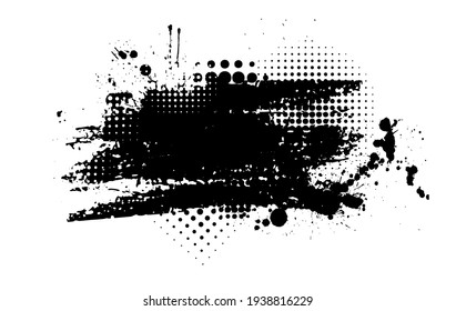 Black blot with splashes. Vector illustration