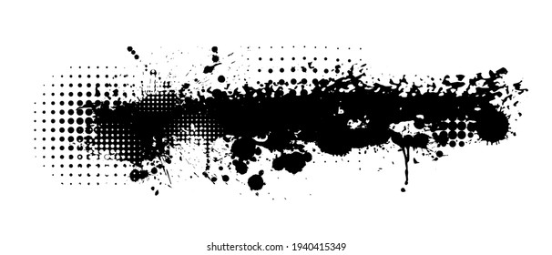 Black blot with splashes. Vector illustration