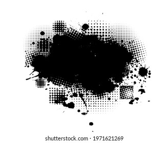 Black blot with splashes. Vector illustration