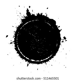 Black blot splatter circle vector illustration isolated on white background
