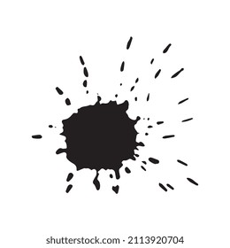 Black blot with splatter icon. Vector illustration.