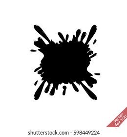 Black blotch vector icon on white background.Paint splash