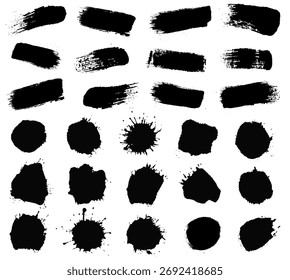 Schwarze Flecken, großes Set, isoliert, weiß, Vektorgrafik
