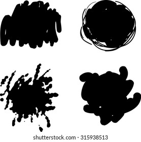 Black blots isolated on white background