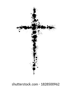 Black blotted cross. Vector illustration