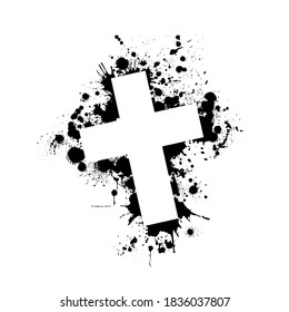 Black blotted cross. Vector illustration