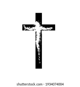 Black blotted cross. Vector illustration