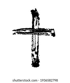 Black blotted cross. Vector illustration