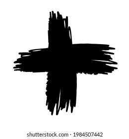 Black blotted cross. Vector illustration