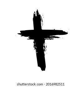 Black blotted cross. Vector illustration