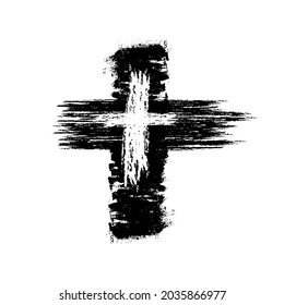Black blotted cross. Vector illustration