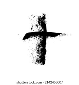 Black blotted cross. Vector illustration