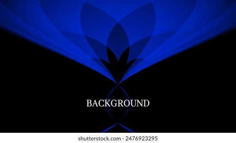Black and blue abstract background with abstract geometric pattern, flower shape, floral banner