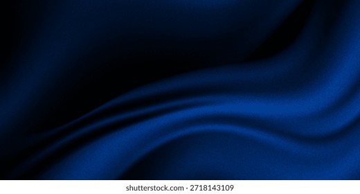  Fundo abstrato azul preto. Cetim de seda. Cortina, cortinas. Tecido brilhante. Escuro. Pregas macias onduladas. Azul marinho fundo de luxo elegante. Efeito de ondas líquidas. Gradiente. Natal. Festivo.     