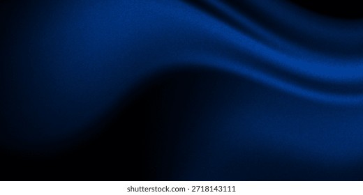  Black blue abstract background. Silk satin. Curtain, drapery. Shiny fabric. Dark. Wavy soft pleats. Navy blue elegant luxury background. Liquid wave effect. Gradient. Christmas. Festive.     