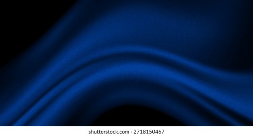  Fondo abstracto azul negro. Satén de seda. Cortina, cortinas. Tejido brillante. Oscuro. Pliegues suaves ondulados. Fondo de lujo elegante azul marino. Efecto de onda líquida. Gradiente. Navidades. Festivo.     
