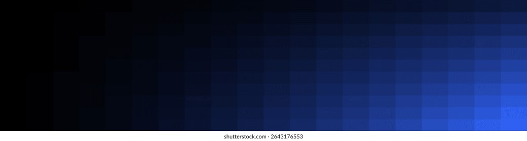 Black and blue abstract banner with rectangular trendy geometric pattern and gradient shades